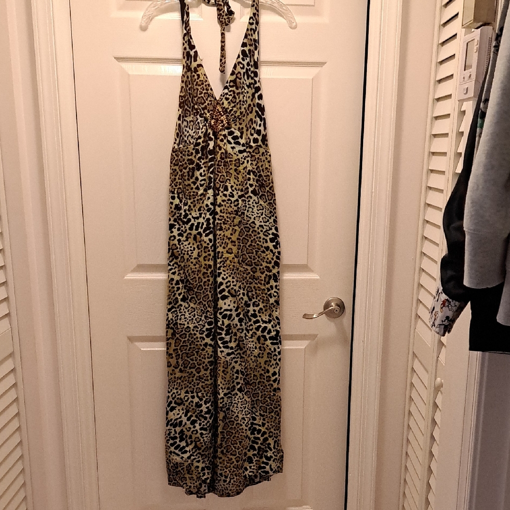 Leopard Print Halter Jumpsuit